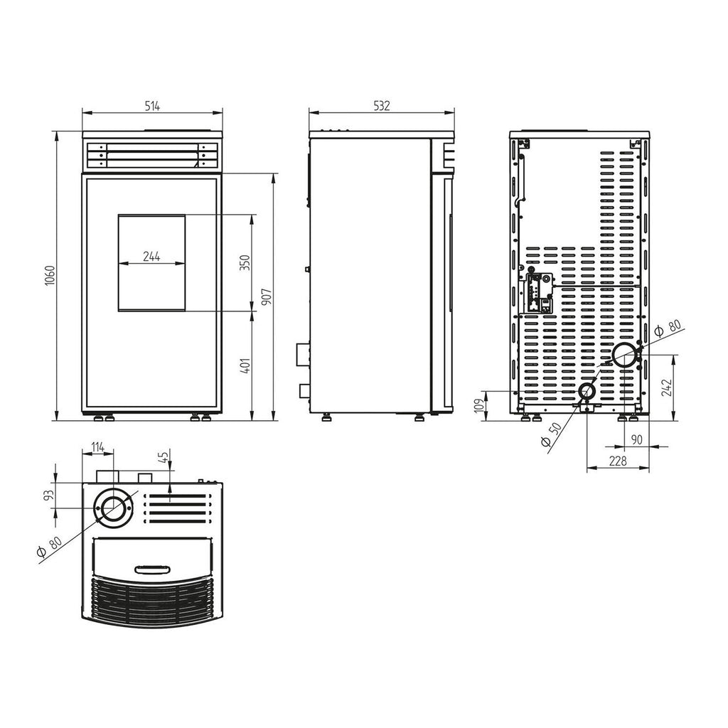 Poêle à bois Oranier Neta Blanc Soie avec raccord arrière 8 kW - image 7