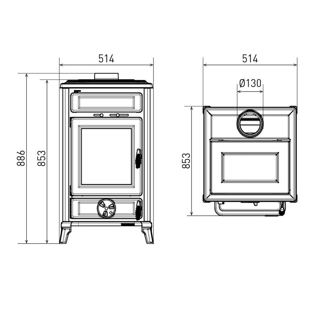 Poêle à bois Thermorossi Filo Evo6 noir 10,8 kW