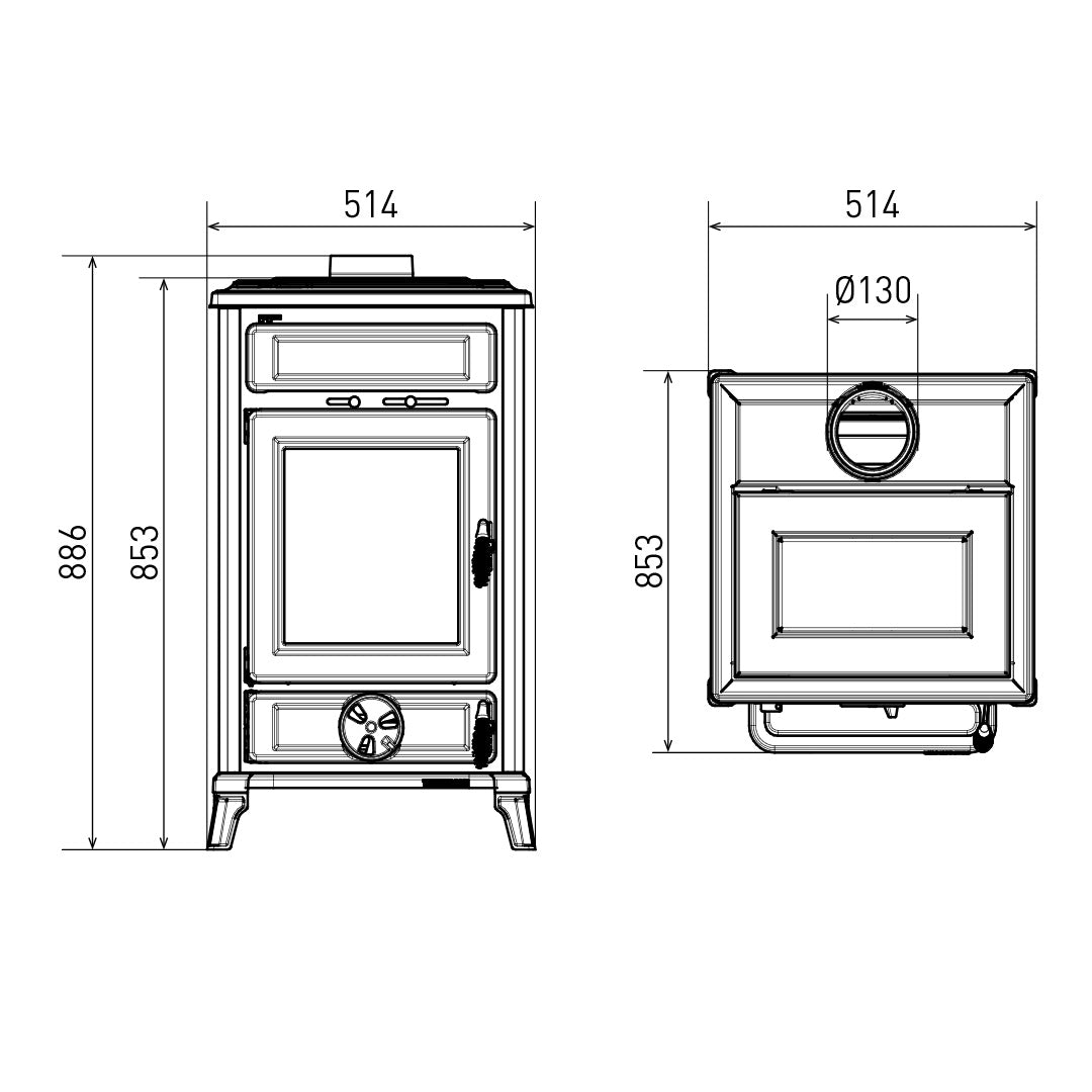 Poêle à bois Thermorossi Filo Evo6 noir 10,8 kW