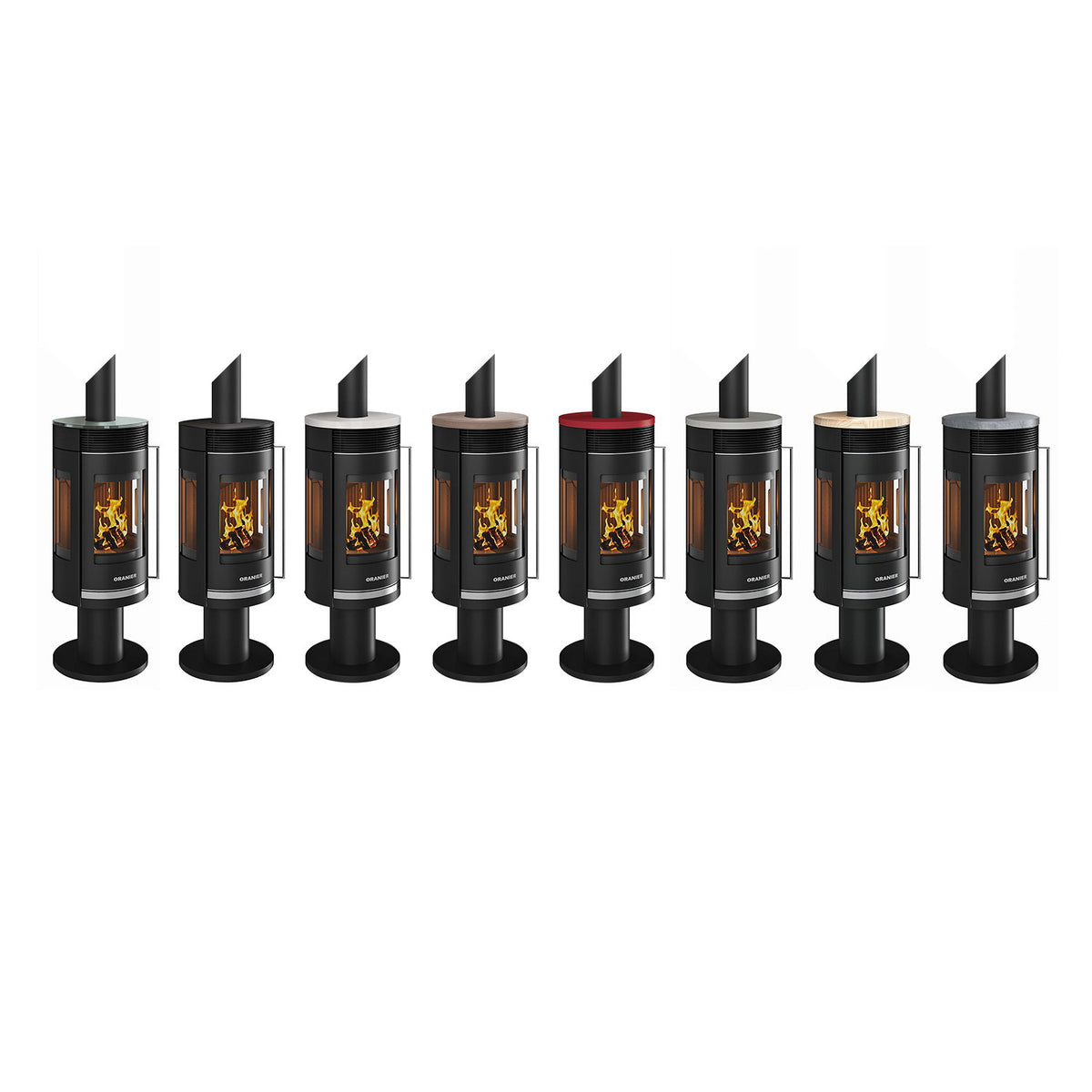 Poêle à bois Oranier Rota Twist acier noir céramique bordeaux 5,5 kW
