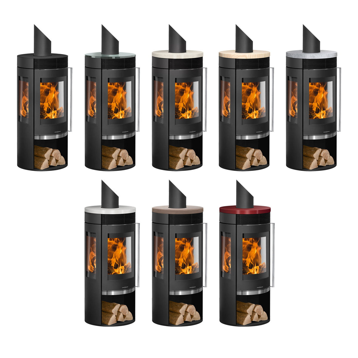 Oranier Rota TRE 2.0 – Poêle à bois acier noir avec plaque céramique blanc soie, 6 kW