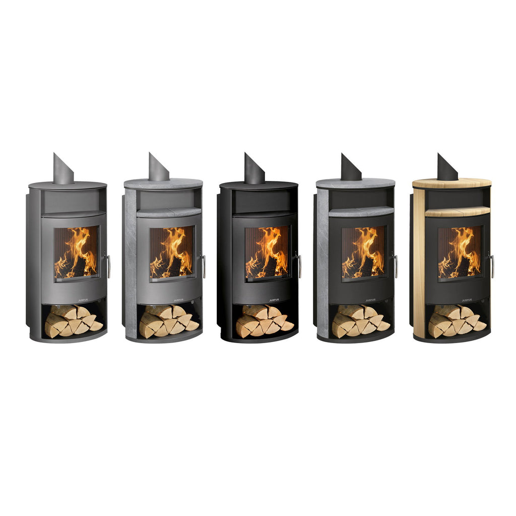 Poêle à bois Justus Island Aqua II 10 kW avec échangeur d’eau gris