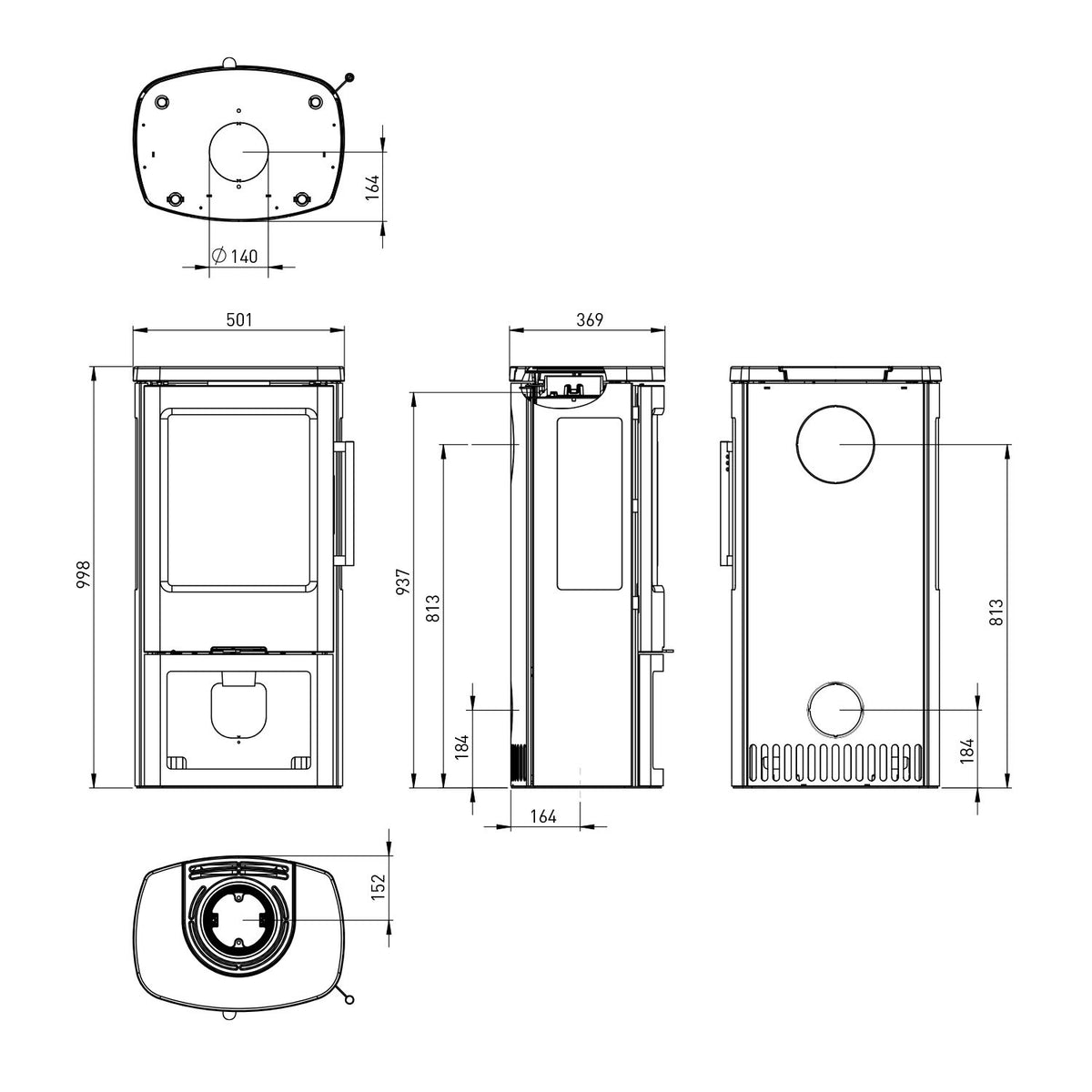 Schéma dimensionnel du TermaTech TT44G