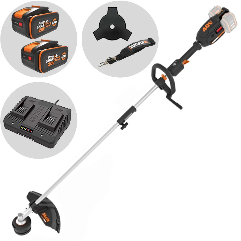 Worx NITRO WG186E – Débroussailleuse multifonction à batterie 2x20V/4Ah – image 1