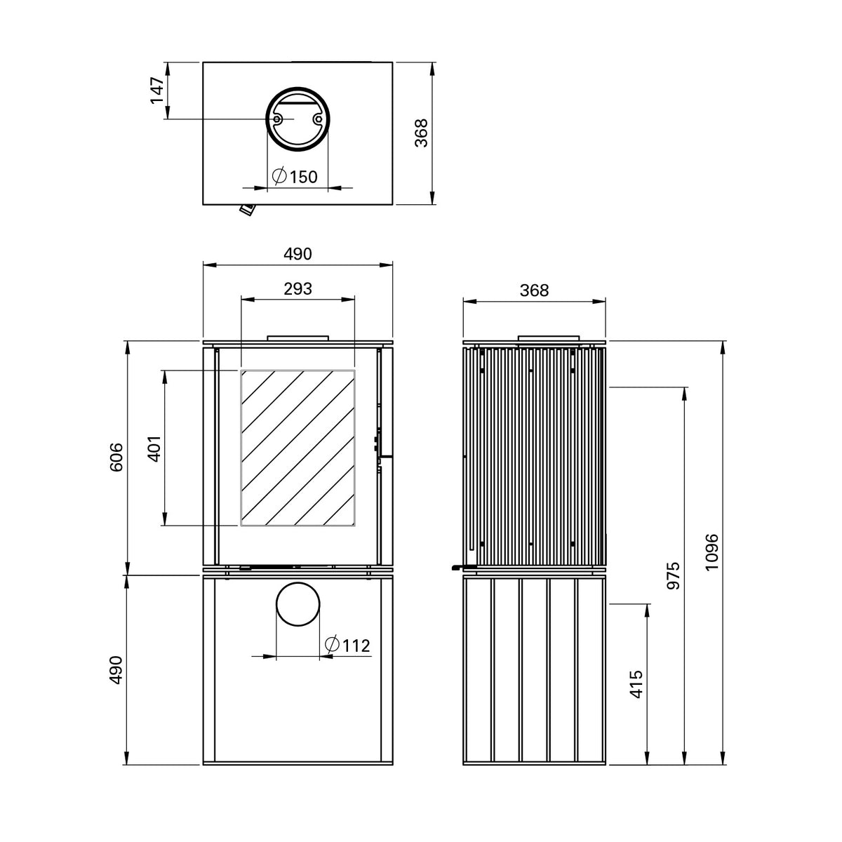 Poêle à bois Schmitzker Cuby Grid 6,4 kW
