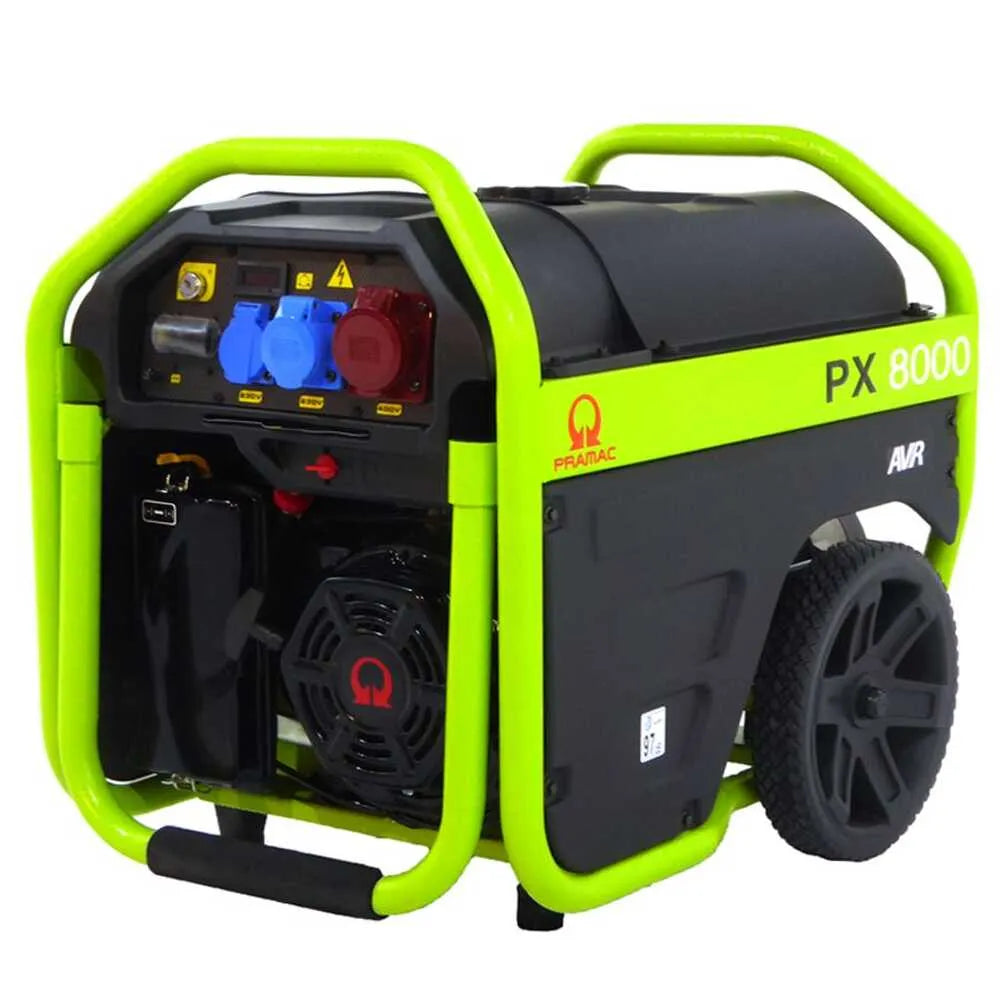 Pramac PX 8000 groupe électrogène essence triphasé 4800 W monté sur chariot