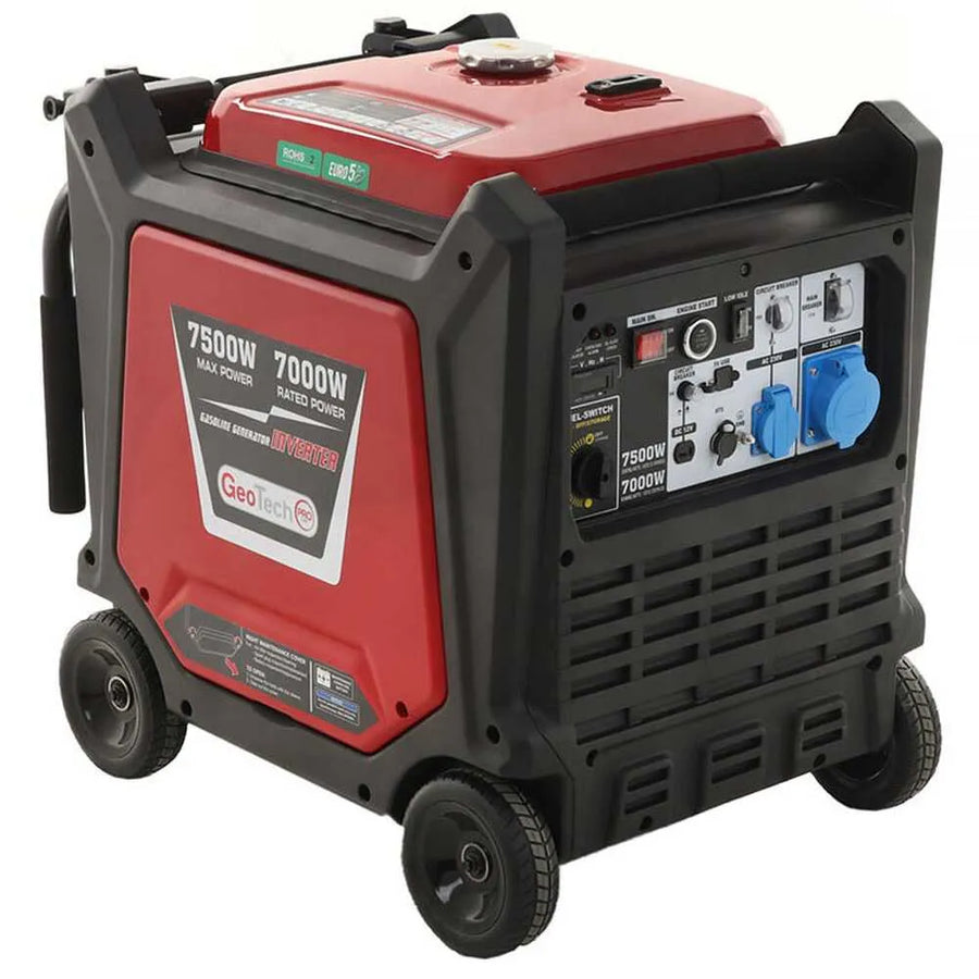 GeoTech Pro PTGA 9000 groupe électrogène inverter essence insonorisé 7,5 kW sur roues